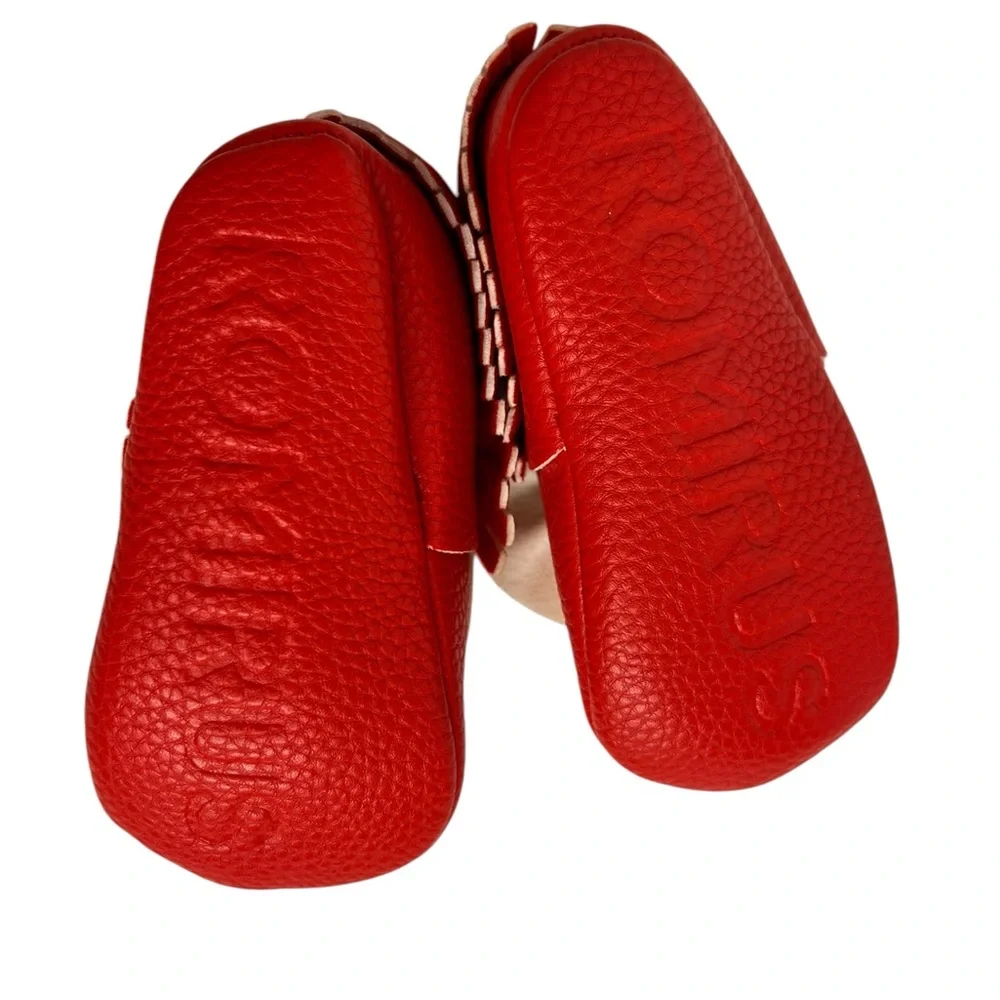 Red Romirus soft sole moccasins W/bow& Fringe